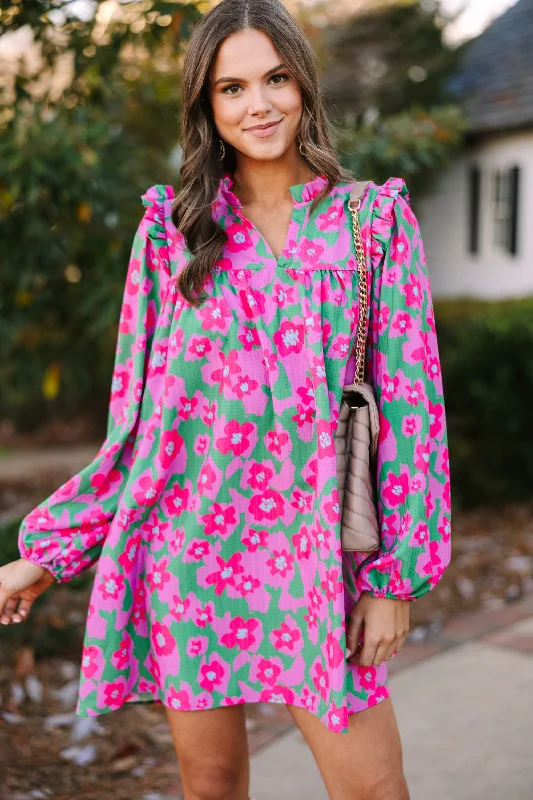 Comfortable Jackets It's All For You Pink Floral Babydoll Dress