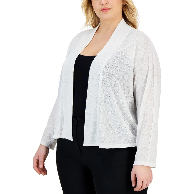 Trendy Wear Kasper Womens Plus Open Front Long Sleeve Cardigan Sweater