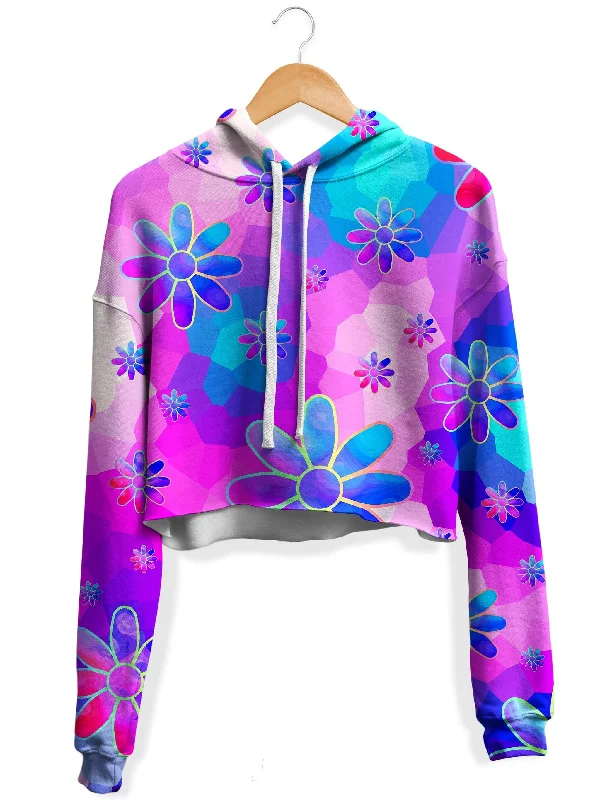 Versatile Style Flower Power Journey Fleece Crop Hoodie