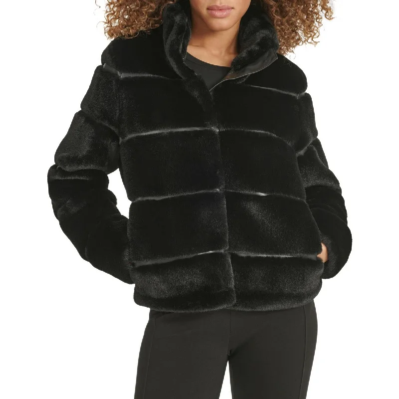 Comfortable Looks Karl Lagerfeld Paris Womens Faux Fur Outerwear Faux Fur Coat