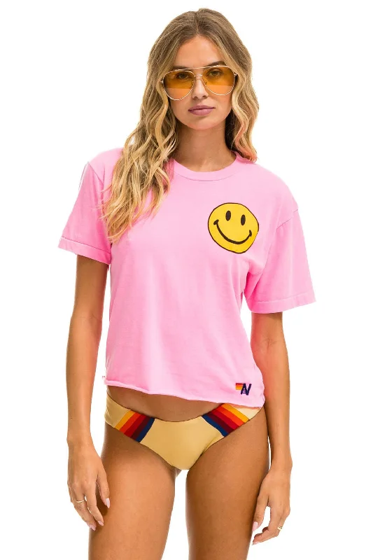 Weekend Comfort SMILEY 2 BOYFRIEND TEE - NEON PINK