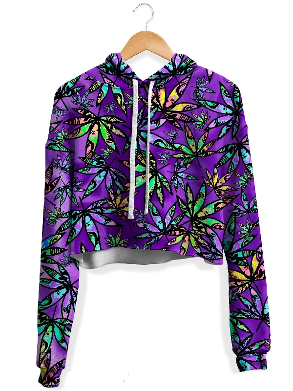 Lounge Wear Cannabis Cascade Fleece Crop Hoodie