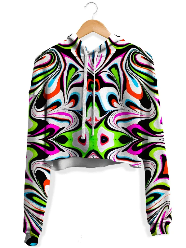 Soft Casuals Neon Zebra Portal Fleece Crop Hoodie