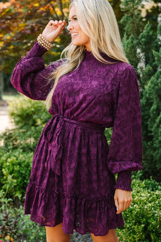 Comfortable Tops All You Have Eggplant Purple Lace Dress
