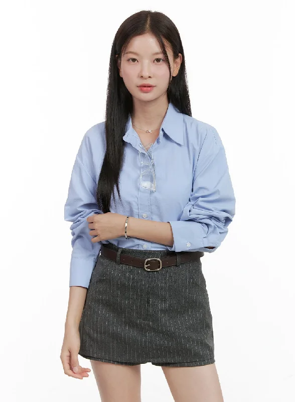 Lounge Wear Buttoned Solid Crop Shirt OG419