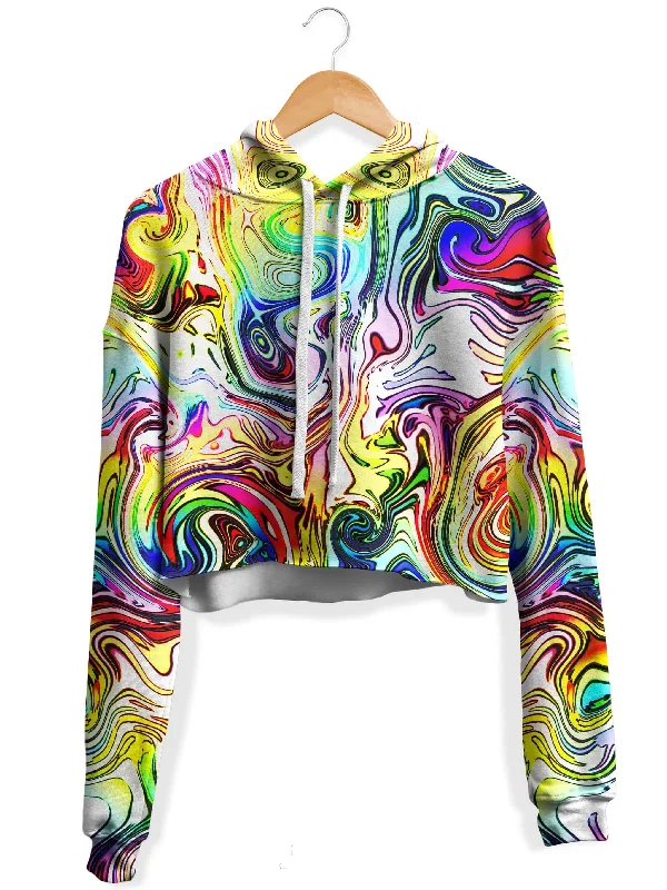 Easy Comfort Style Swirly Gig Fleece Crop Hoodie
