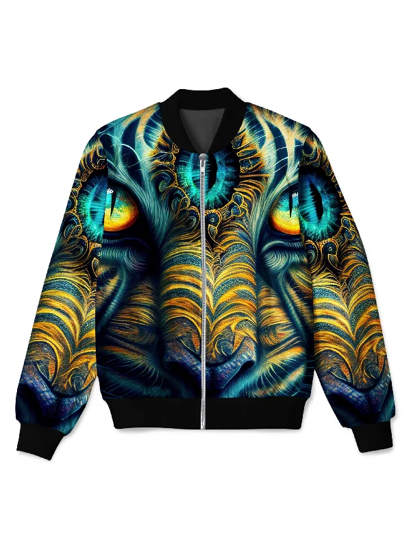 Breezy Comfort Tiger Eyes Psychedelic Bomber Jacket