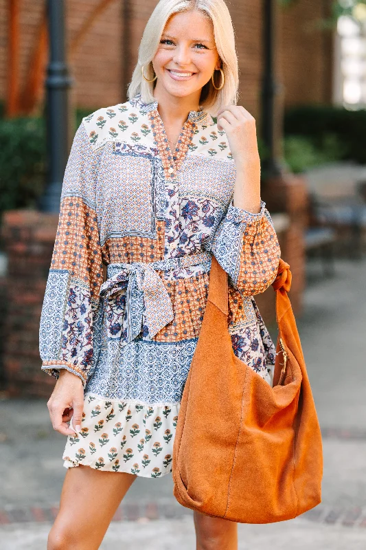 Versatile Style Get What You Love Rust Orange Mixed Print Dress