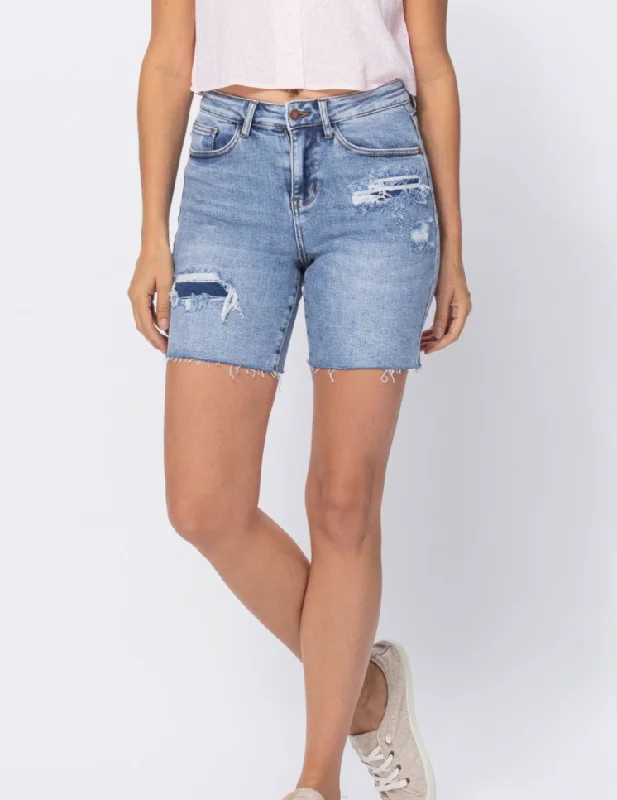 Effortless Elegance Patch Work Judy Blue Shorts -PWJBS