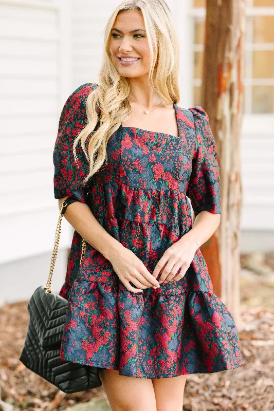Relaxed Fit Wear Care For You Navy Blue Floral Dress