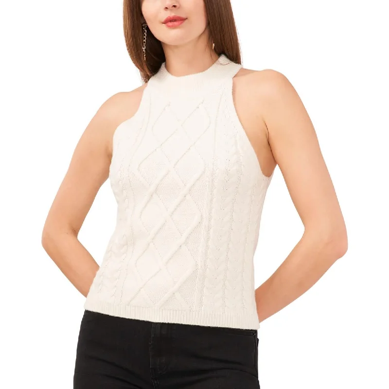 Comfortable Jeans 1.State Womens   Crochet Vest Turtleneck Sweater