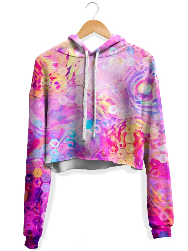 Comfortable Fashion Purple Mirage Fleece Crop Hoodie