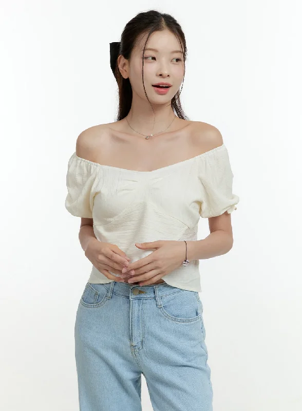 Sporty Elegance Off Shoulder Crop Blouse OL430