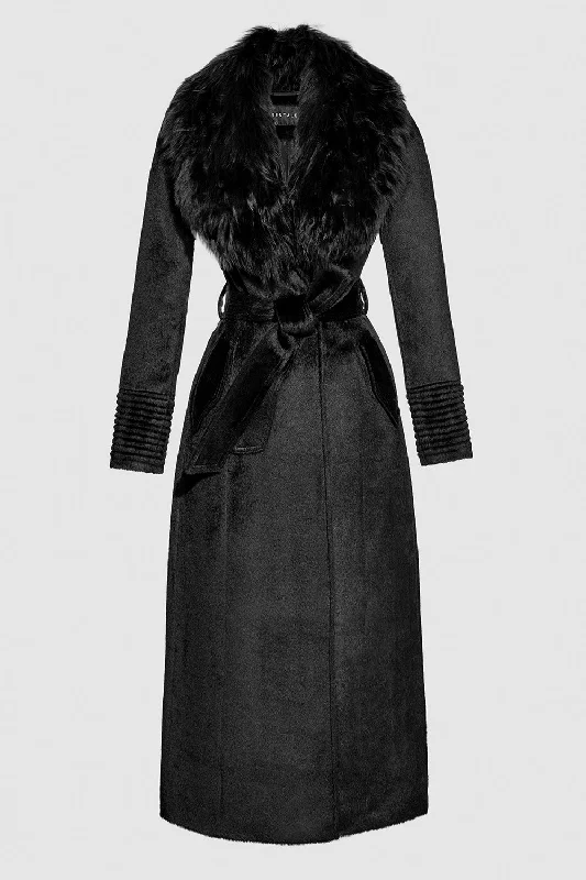 Light Fit Suri Alpaca Maxi Coat with Alpaca Shearling Collar