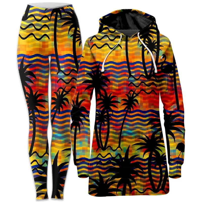 Chic Lounge Flamingo Island Hoodie Dress and Leggings Combo