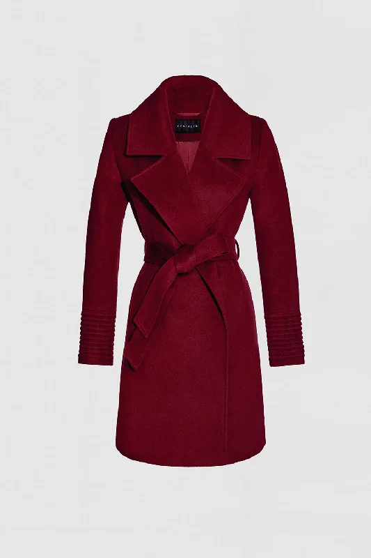 Casual Comfort Baby Alpaca Mid Length Large Notched Collar Wrap Coat