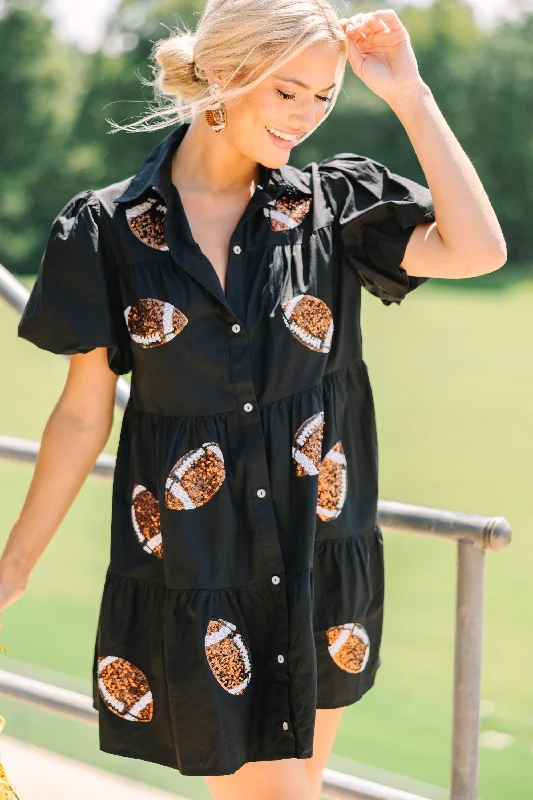 Easygoing Style Touchdown Black Sequin Football Dress