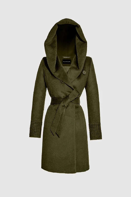 Cozy Look Baby Alpaca Mid Length Hooded Wrap Coat
