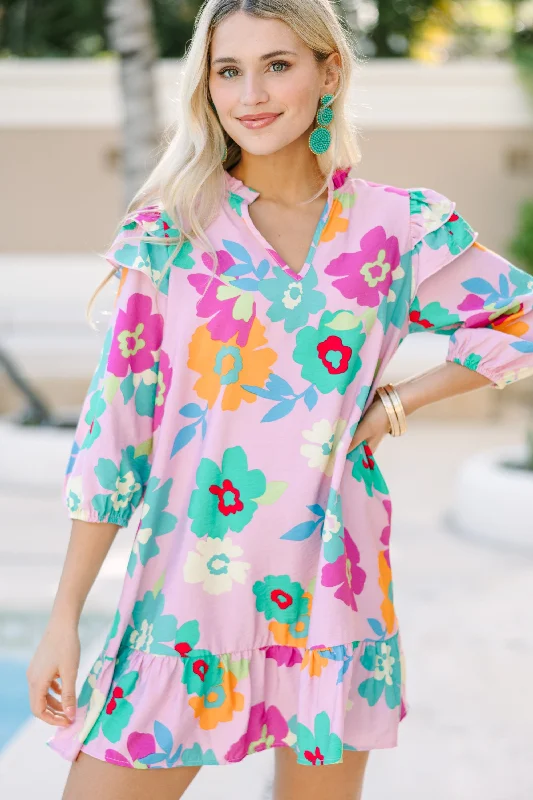 Comfy Chic Walk Away With Me Pink Floral Dress