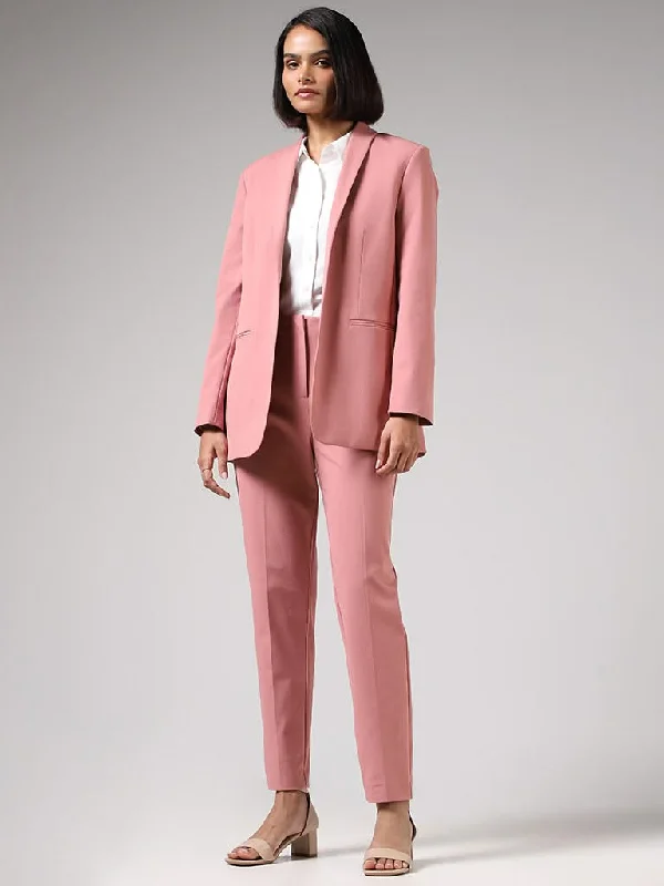 Effortless Elegance Wardrobe Plain Dusty Pink Formal Blazer