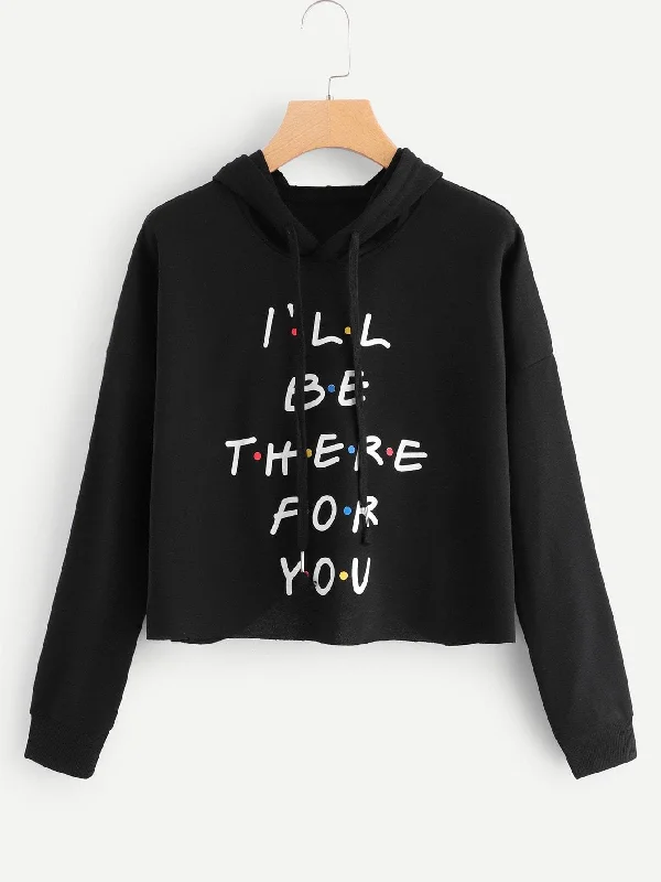 Classic Comfort Plus Letter Print Hooded Sweatshirt