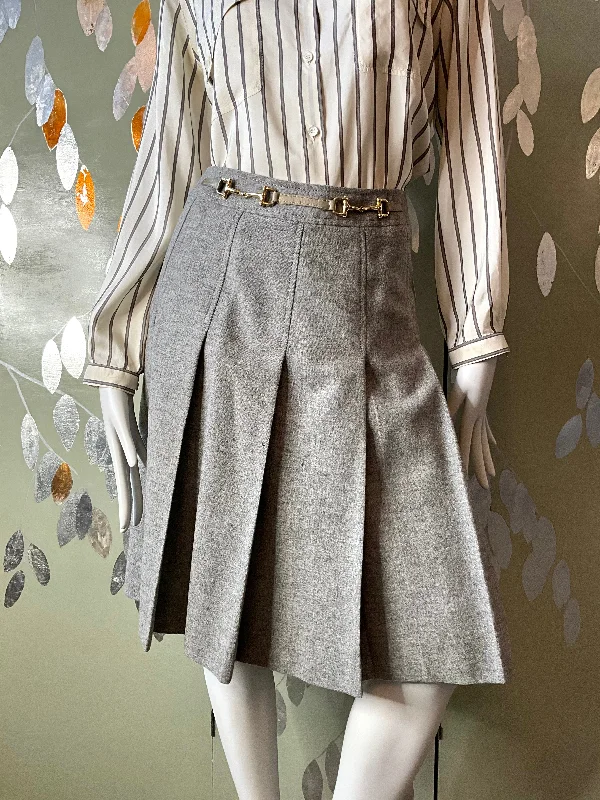 Comfortable Tops Vintage 1970s Celine Pleated Grey Wool Skirt, Small