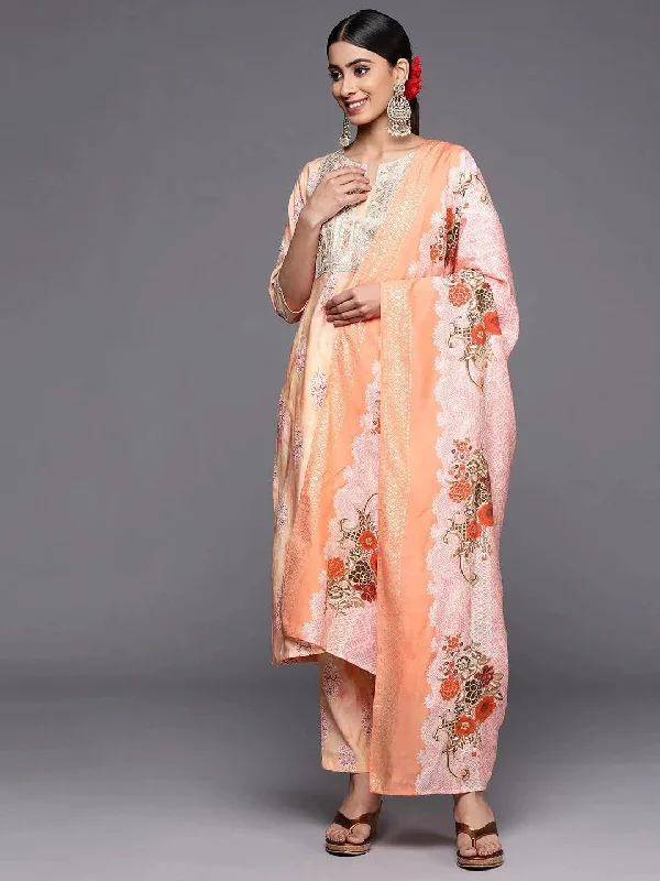 Comfortable Jeans Peach Yoke Design Silk Blend Pakistani Suit