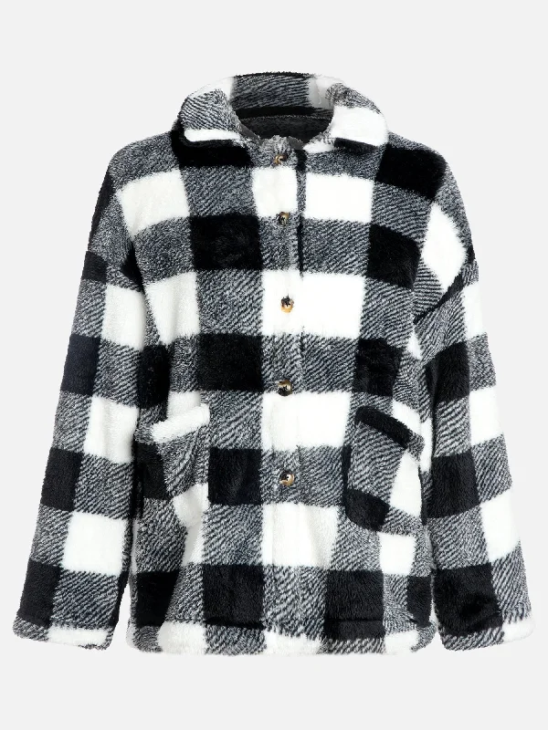 Effortless Wear Plaid Lapel Fleece Flannel Jacket
