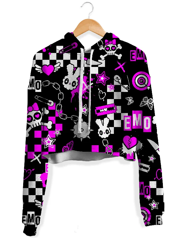 Easygoing Style Emo Halloween Fleece Crop Hoodie
