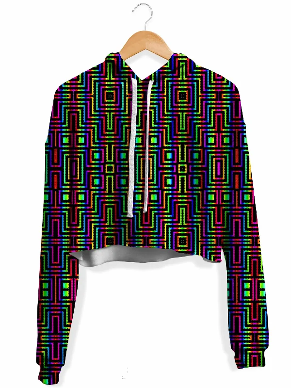 Fashion Comfort DMT Blocks Fleece Crop Hoodie