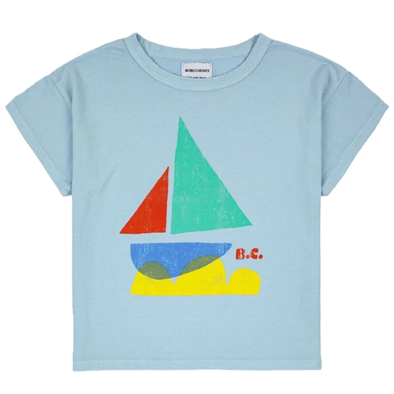 Elegant Dressing Bobo Choses Light Blue Multicolor Sail Boat T-Shirt