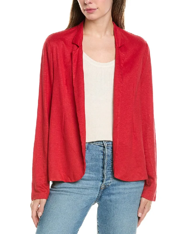 Cozy Outerwear Majestic Filatures Stretch Open Cut Out Linen-Blend Jacket
