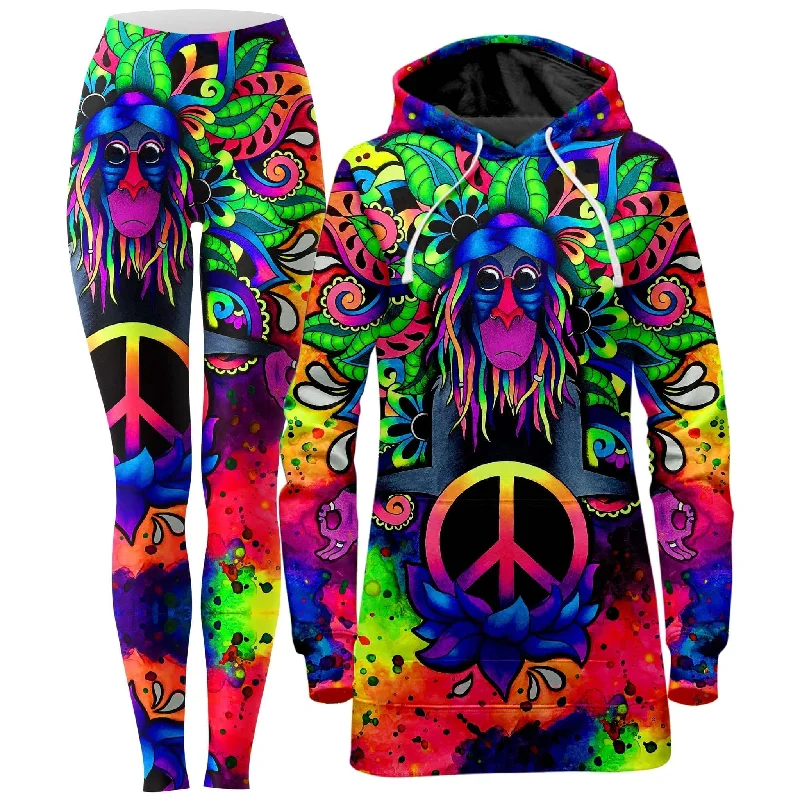 Cozy Look Peace Rafiki Hoodie Dress and Leggings Combo