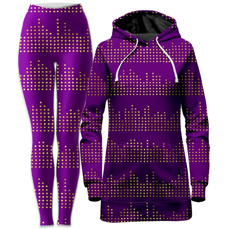 Effortless Comfort Gold Equalizer Beats Hoodie Dress and Leggings Combo