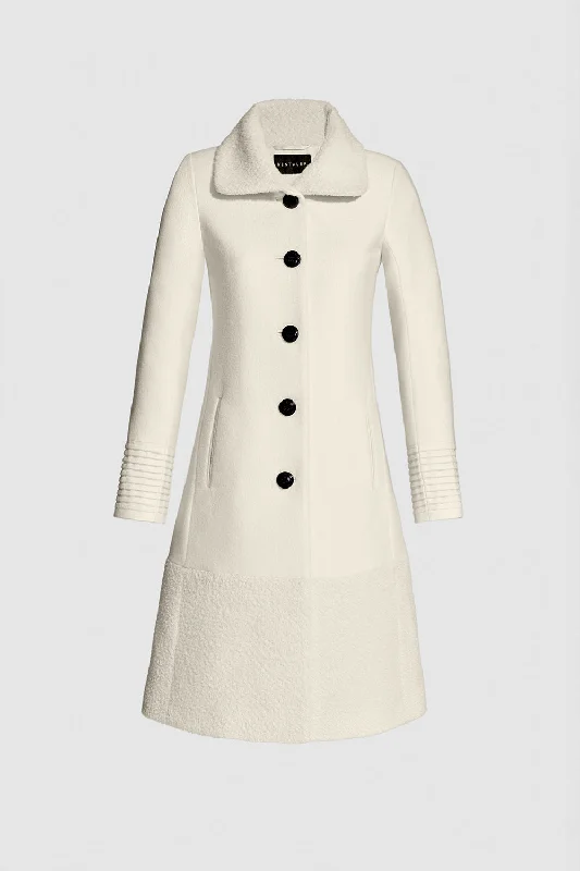 Weekend Wear Baby Alpaca Empire Waist A-line Coat with Bouclé Alpaca Collar and Trim Weekend Wear Baby Alpaca Empire Waist A-line Coat with Bouclé Alpaca Collar and Trim