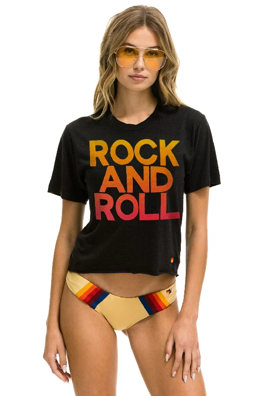 Effortless Comfort ROCK & ROLL FADE BOYFRIEND TEE - CHARCOAL