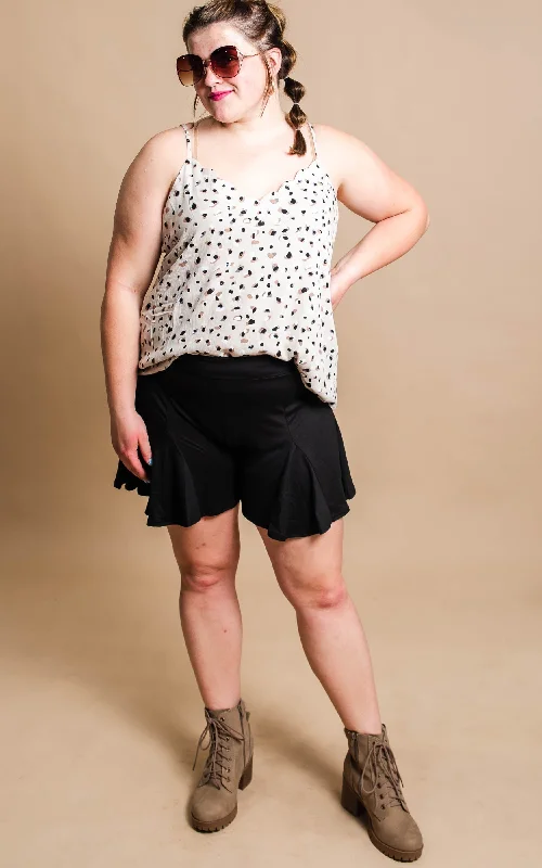 Easy Comfort Style Black Ruffle Shorts aka Skorts - Final Sale*