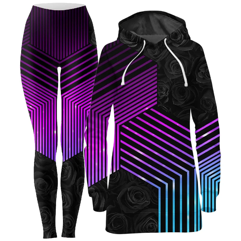 Effortless Dressing Connected Hex Hoodie Dress and Leggings Combo