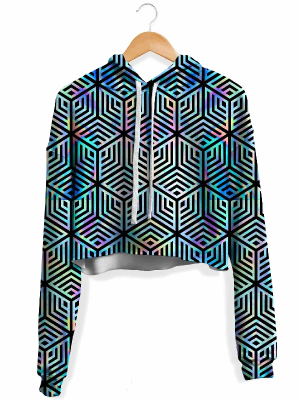 Versatile Casuals Holographic Hexagon Fleece Crop Hoodie
