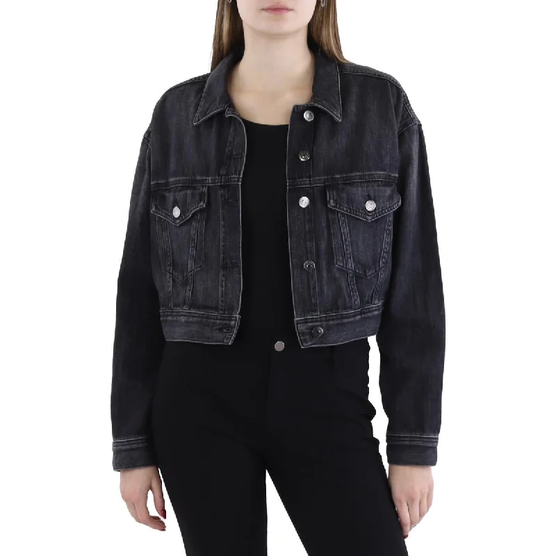 Warm Layers Veronica Beard Womens Juniors Peyton Cotton Cropped Denim Jacket