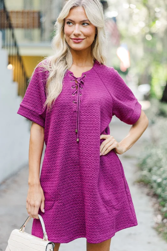 Chic Outfits Feel This Way Plum Purple Textured Dress