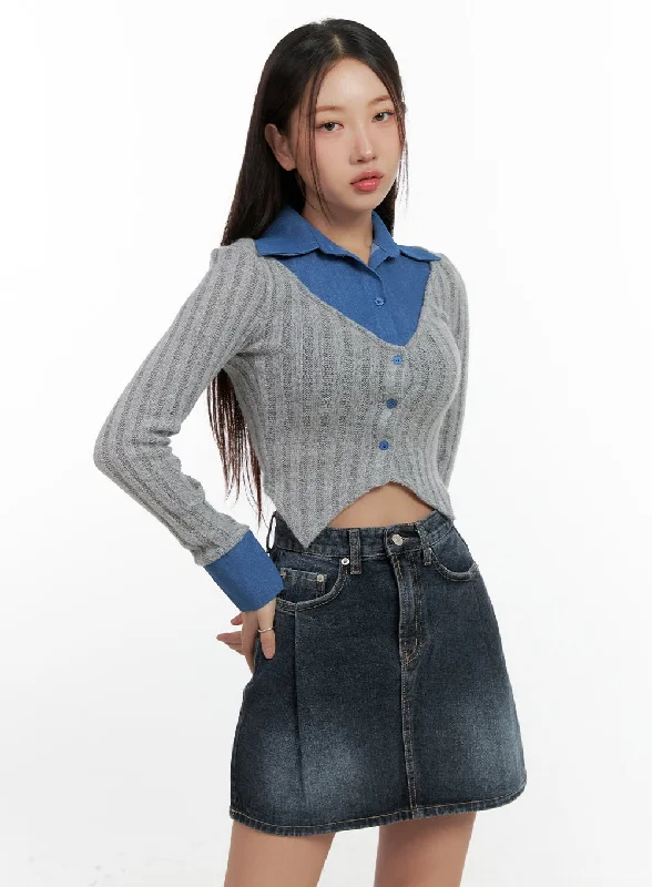 Easy Style Colorblock Knit Shirt CN412