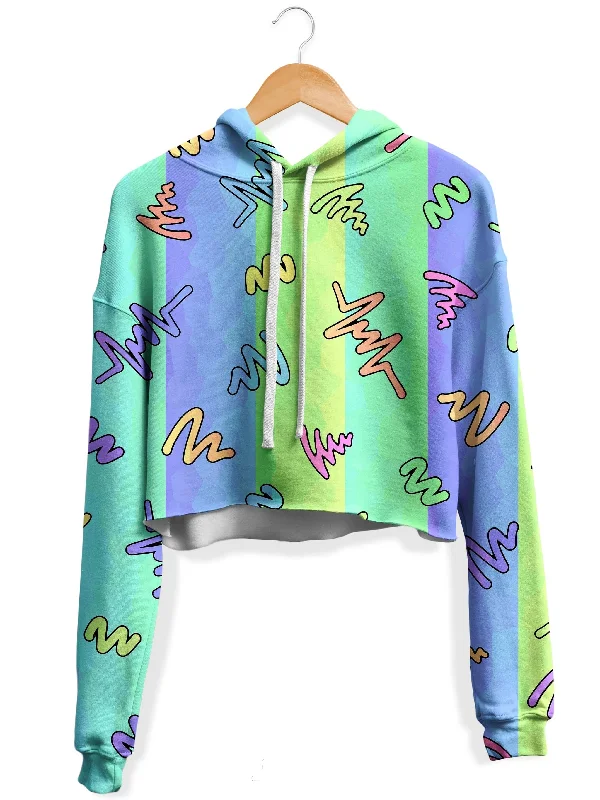 Comfort Fit Trippy Doodles Fleece Crop Hoodie