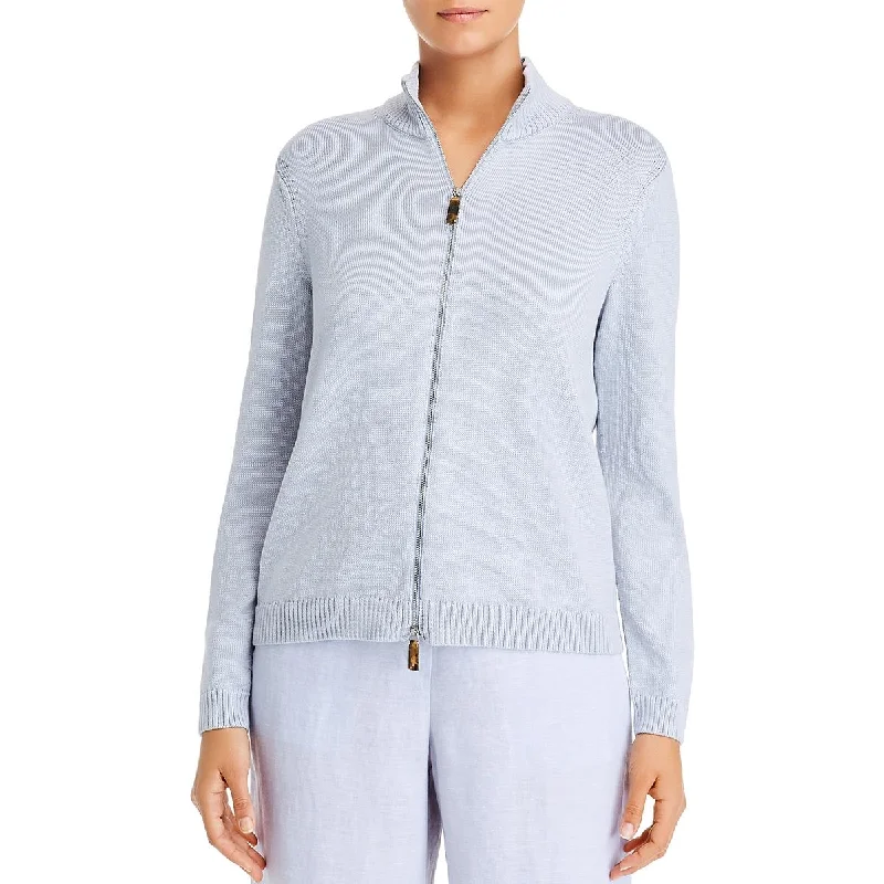 Relaxed Tops Lafayette 148 New York Womens Silk Blend Sweater Bomber Jacket