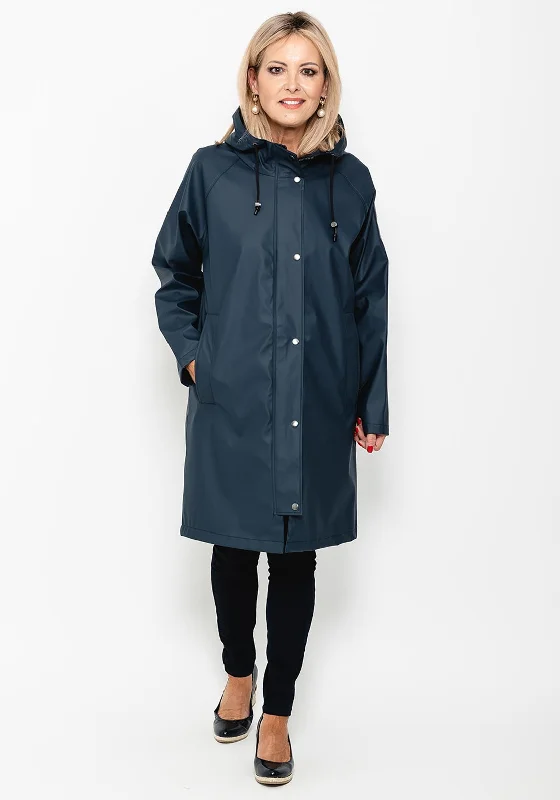 Basic Comfort Frandsen Water Resistant Long Raincoat, Navy