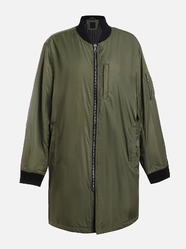 Stylish Ease Long Bomber Windbreaker Jacket