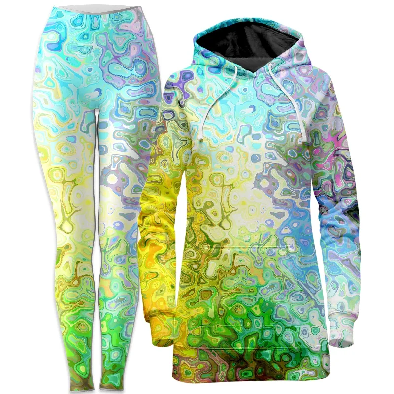 Comfy Dress Color Jumble Hoodie Dress and Leggings Combo
