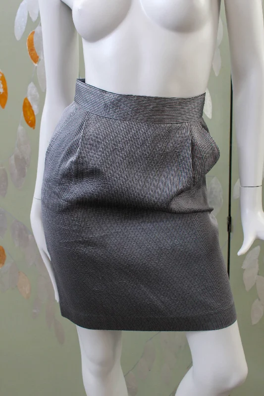 Soft Wear 90s Harriet Selling Grey Stripe Skirt, Waist 25"