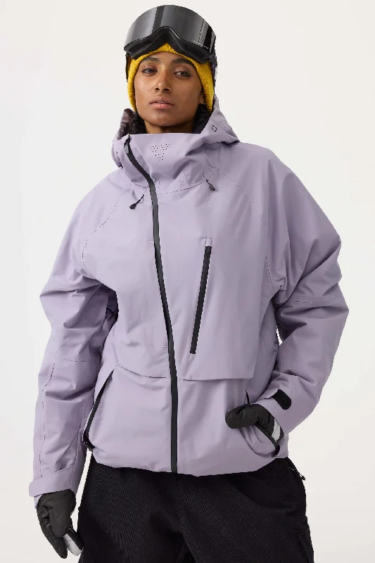 Stylish Jackets Women's Lavender Face Vented Multi-pocket Fully Waterproof Snow Jacket