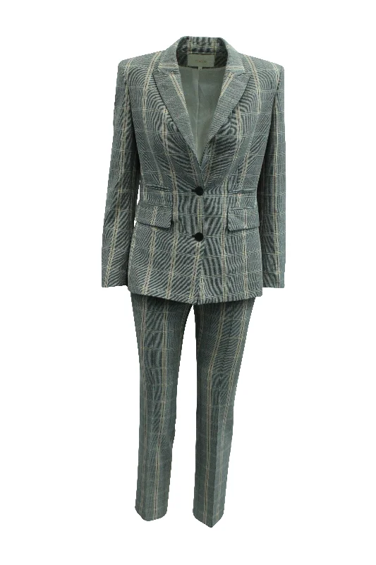 Layered Style Maje Plaid Blazer and Pants in Grey Wool